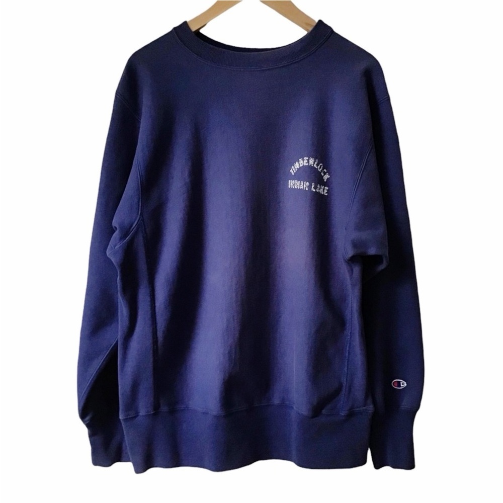 Vintage 90s Champion Reverse Weave Sweatshirt USA Made L Navy Timberlock